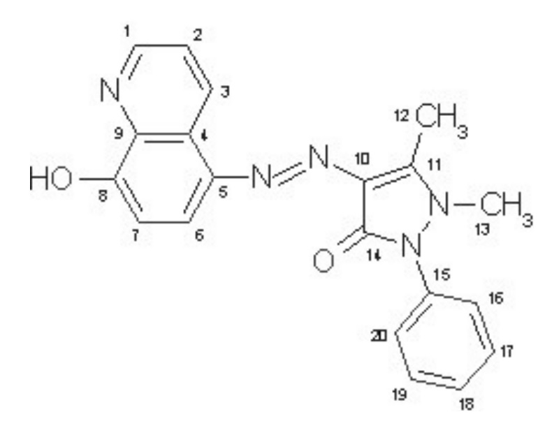 8-quinolin-5-azoantipyrine