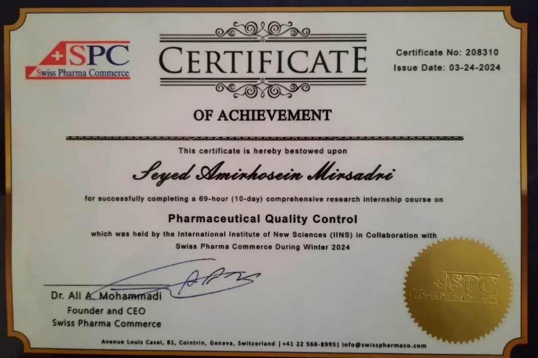 Second slide/GC-HPLC certificate